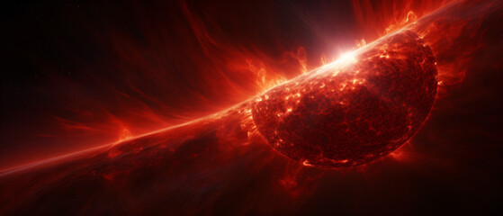Solar prominence solar powerful flare - obrazy, fototapety, plakaty