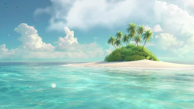 tropical beach on sunny bright day. a serene beach scene. seamless looping overlay 4k virtual video animation background