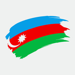 Azerbaijan Country flag and Brush Strokes Vector Illustration