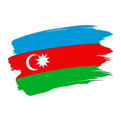 Azerbaijan Country flag and Brush Strokes Vector Illustration
