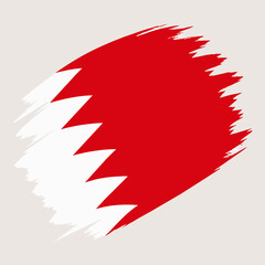 Bahrain Country flag and Brush Strokes Vector Illustration