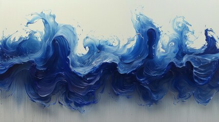 Blue Waves on White Wall