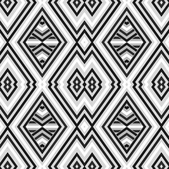 Seamless ornamental patten geometrical rhombus shapes elements white black gray background - 759514622
