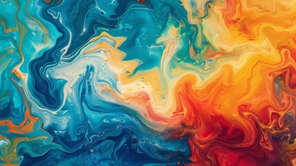 Colorful Abstract Painting with Swirls and Swirls in Various Shades