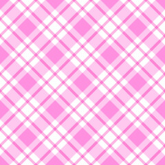 Seamless checkcered plaid tartan pattern white pink background