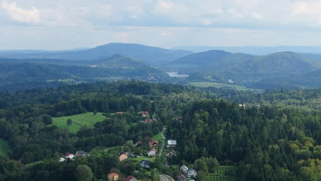 Beautiful Panorama Lesko Mountains Aerial View Poland