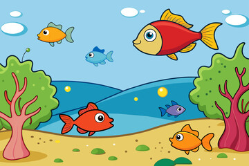 fishes sea background is tree