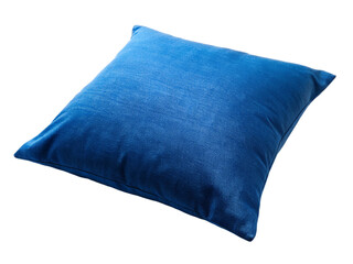 Blue pillow isolated on transparent background.