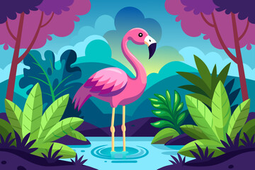 flamingo background is tree