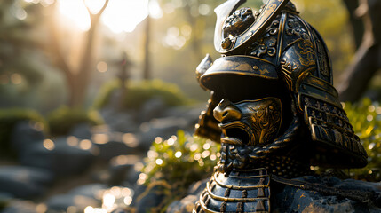 Portrait of samurai in traditional armor