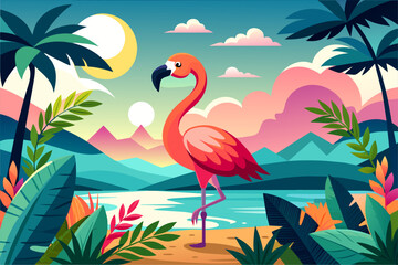 flamingo background is tree