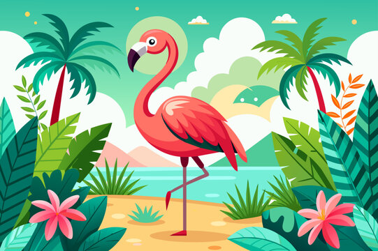 flamingo background is tree
