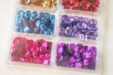 Colored sequins. Beautiful shiny items for needlework