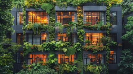 Building Facade Covered in Plants