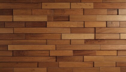Tiled wall in the style of a timber wall. Blocks of natural wood and tile wallpaper.