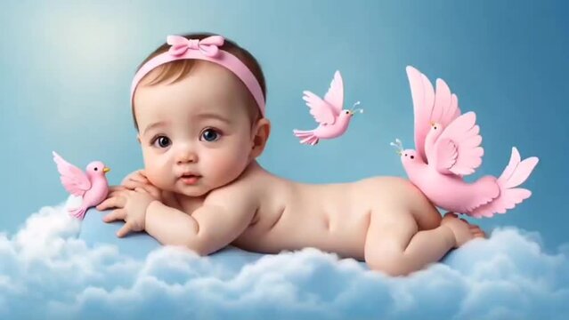 Slumber Serenade: Animated Lullaby Vignette. cute sleeping baby. lullaby baby background loop animation