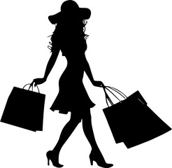 Shopping Female Black Vector Silhouette