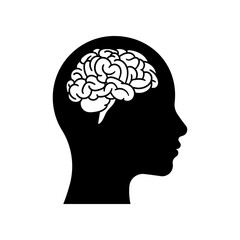 Head with brain icon vector isolated on white background.
