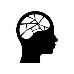 Brain damage head icon siolated on white background.