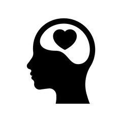 head with love icon isolated on white background.