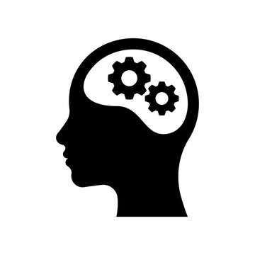 recommend clip art: Gear in head icon vector isolated on white background.