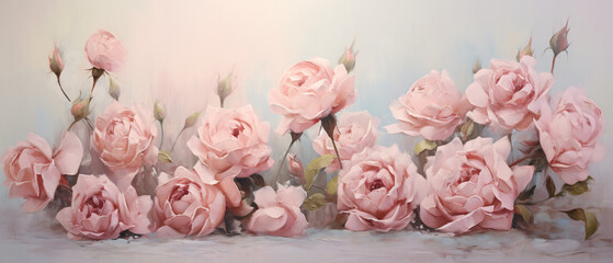 Sweet pink roses in soft color on mulberry paper tex .