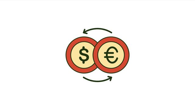 money changer dollar to euro animation video design in 4k.