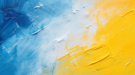Textured yellow and blue paint strokes artwork