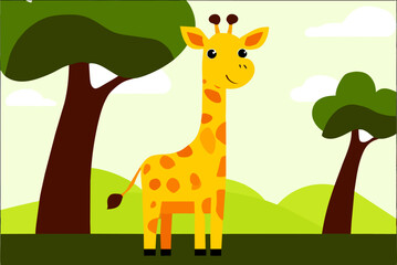 giraffe cute background is tree