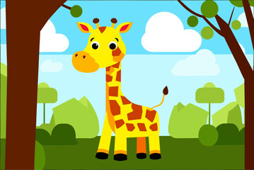 Fototapeta premium giraffe cute background is tree