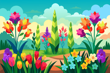 gladiolus flower garden background is - obrazy, fototapety, plakaty