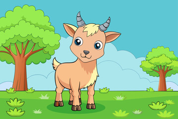 Obraz na płótnie Canvas goat cute background is tree