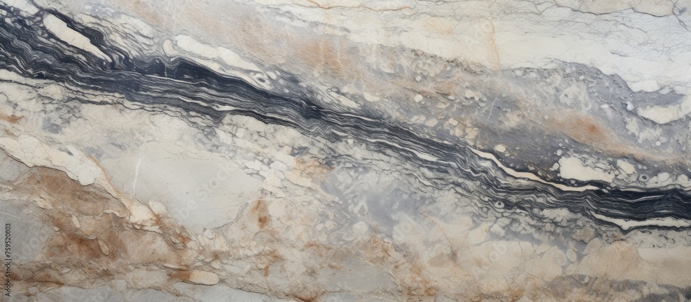 Poster a close up image showcasing the intricate marble texture of a greytoned counter top, resembling a pi