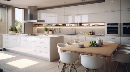 Fototapeta na wymiar interior design of clean modern white kitchen