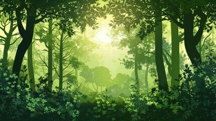 Fototapeta na wymiar Enchanting Forest A Serene Illustration of Green Ecology,