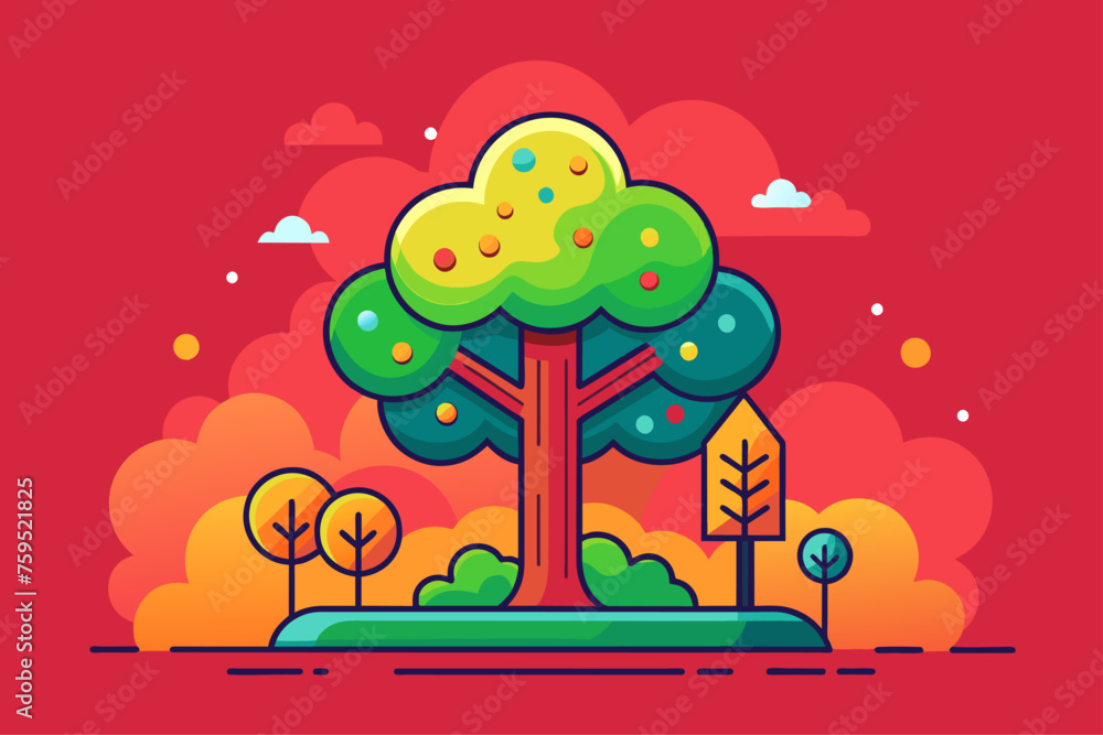 Poster 2d design background is tree