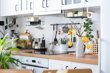 modern kitchen interior with utensils