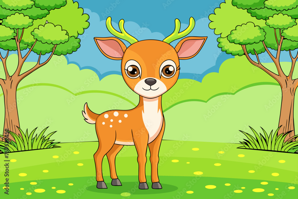 Poster animal deer cute background is tree