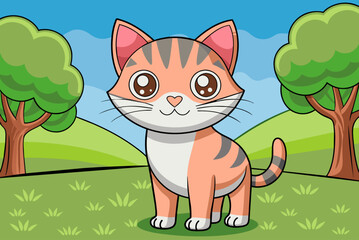 animal cat cute background is tree