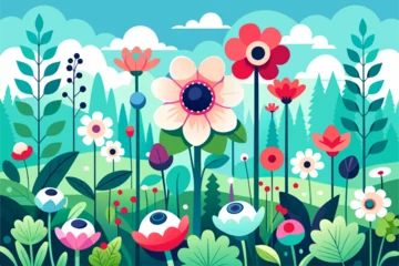 Poster anemone flower garden background is  © Johanddss