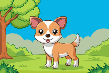 animal dog cute background is tree