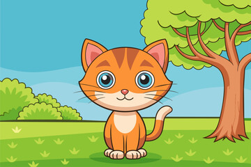 animals cat cute background is tree