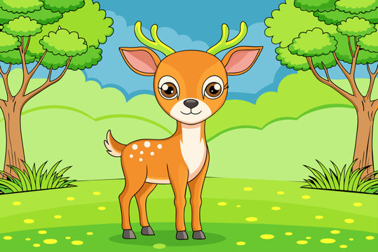 animal deer cute background is tree