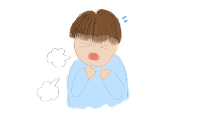 咳がひどい、咳に苦しんでいる人のイラスト