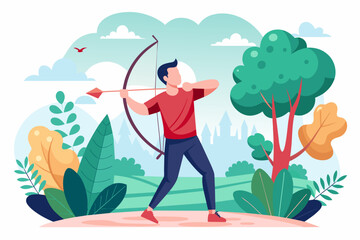 archery men sport background is tree