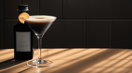 alcoholic cocktail in a glass on the table