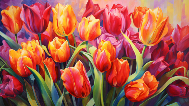 Tulips oil painting on canvas ..