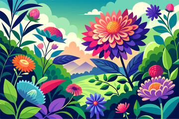 aster flower garden background is