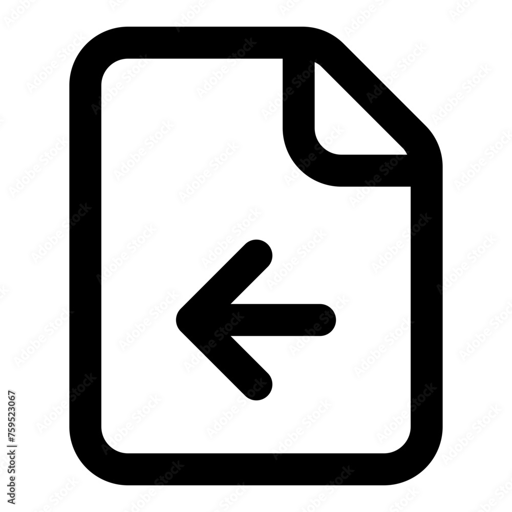 Aufkleber left arrow file icon in outline style. simple document vector illustration — pixel-perfect icon.