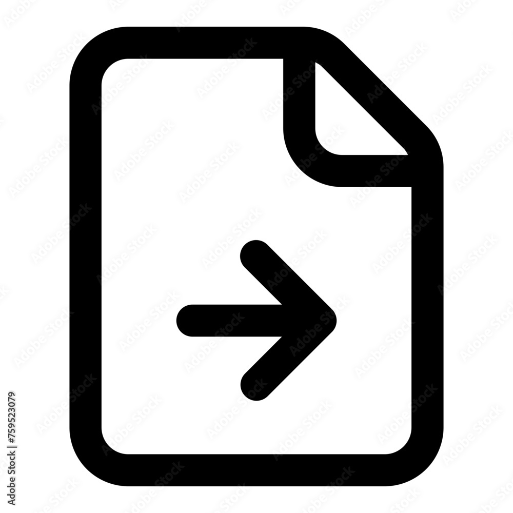Poster right arrow file icon in outline style. simple document vector illustration — pixel-perfect icon.
